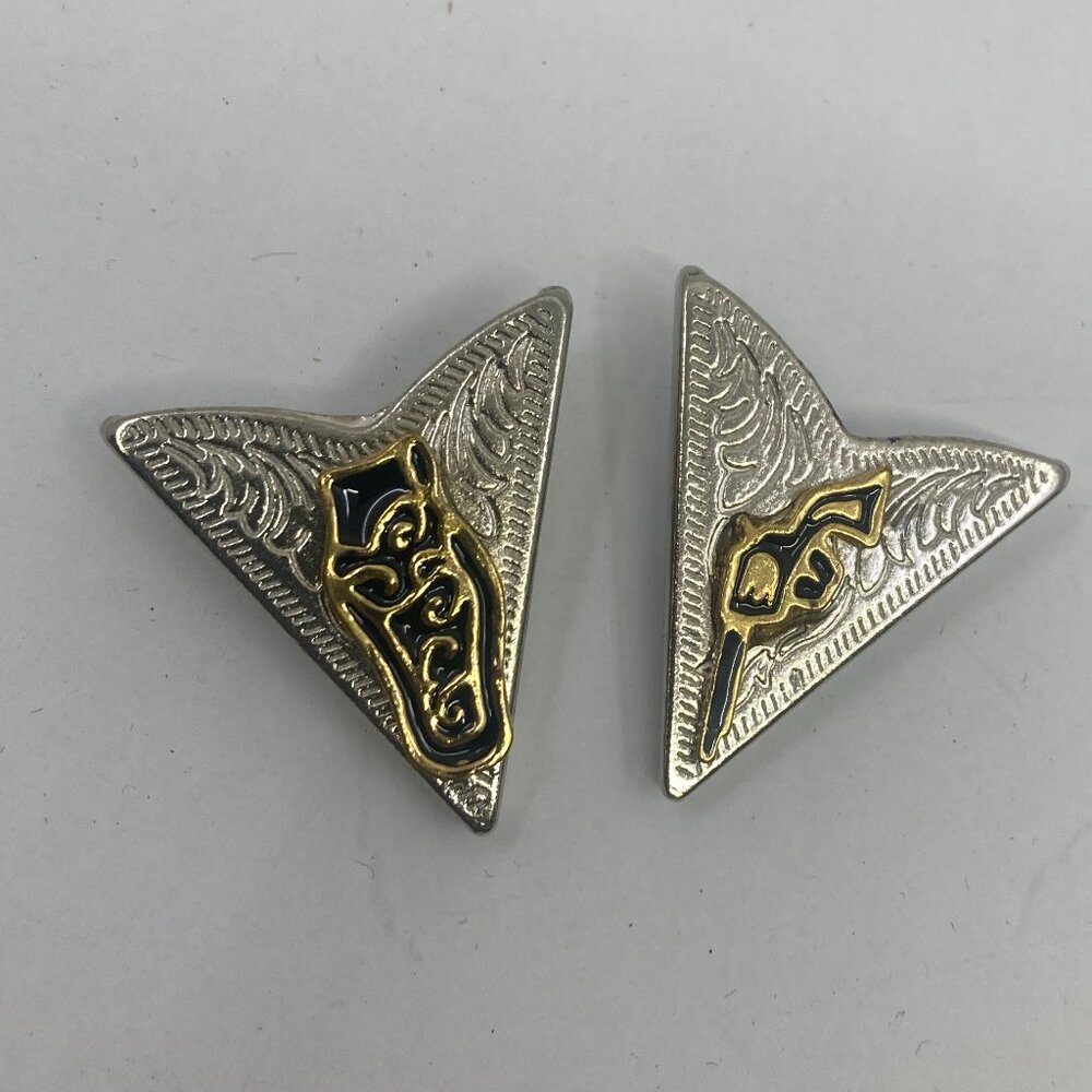 Vtg 1980 new deadstock screw silver tone collar tip tips western cowboy cowgirl